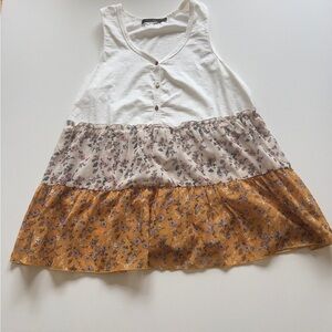 EUC Doe & Rae Women's Multi Striped Floral Tank Top Size S (E3)